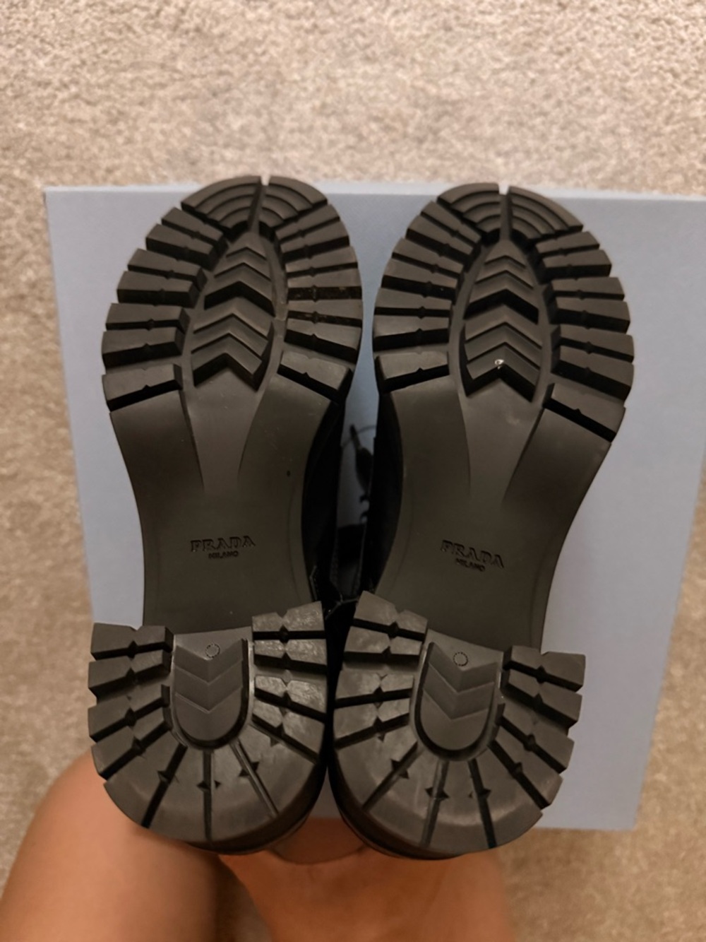 Prada Black Lace-Up Platform Combat Ankle Boots - Picture 3 of 8